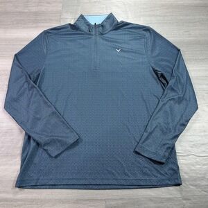 Callaway Pullover Mens Medium Blue Opti-Dri Quarter Zip Golf Shirt Performance